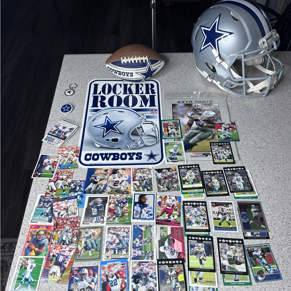 NFL Cowboys Silver and Blue Helmet Sign
